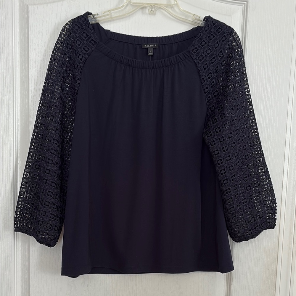 Talbots Navy Blouse Medium